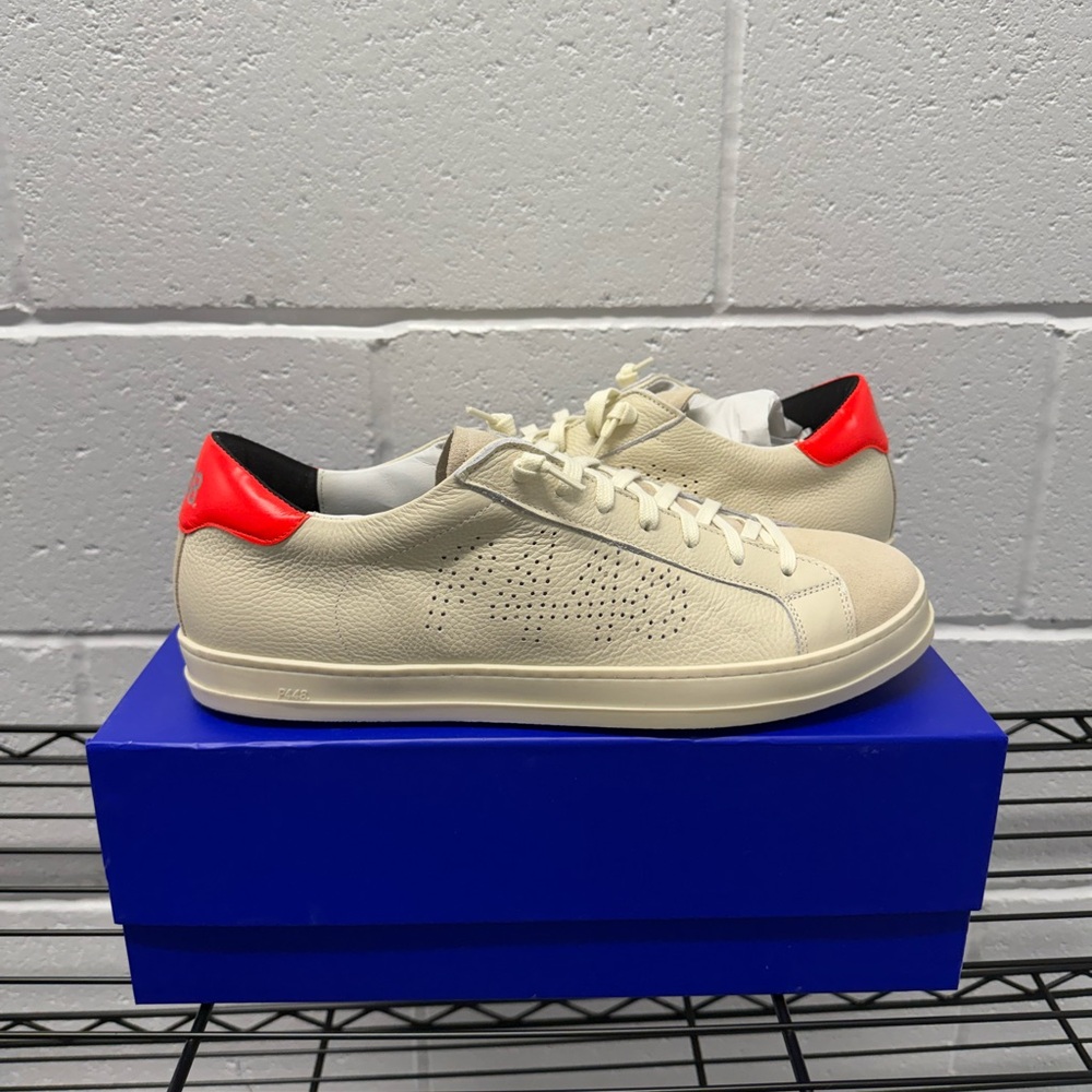 P448 Men's Cream and Red Sneakers